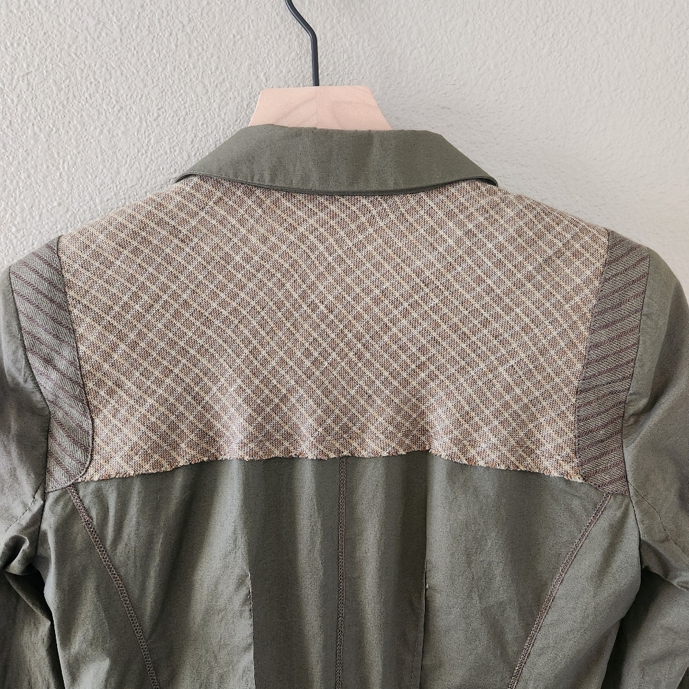 Vintage Y2K L.A.M.B. Jacket Size 4 Gwen Stefani Olive Green Plaid Cotton Linen - Picture 5 of 16